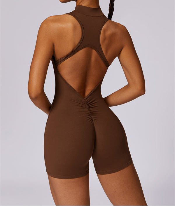 Half-Zip Cutout Back JumpsuitJumpsuits & RompersVOLTRA FIT
