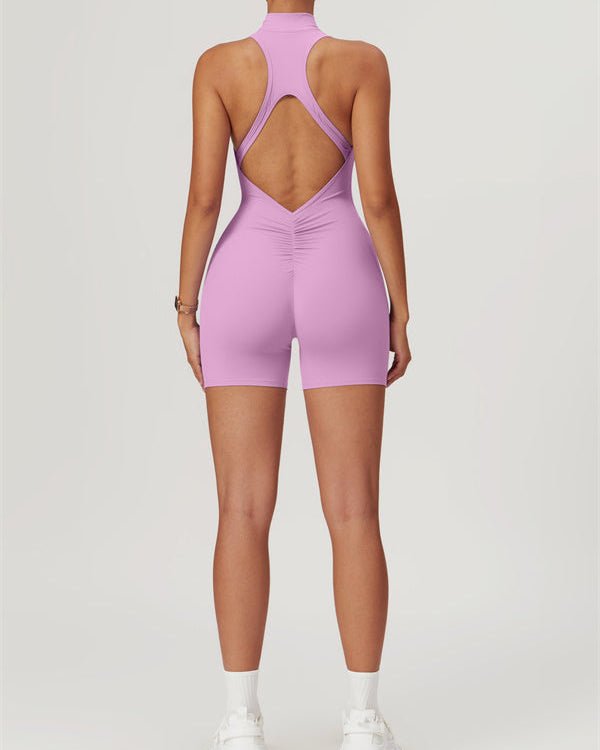 Half-Zip Cutout Back JumpsuitJumpsuits & RompersVOLTRA FIT
