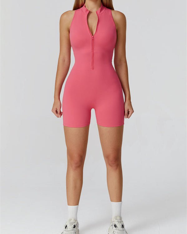 Half-Zip Cutout Back JumpsuitJumpsuits & RompersVOLTRA FIT