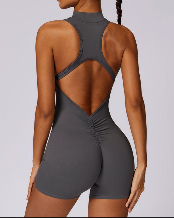 Half-Zip Cutout Back JumpsuitJumpsuits & RompersVOLTRA FIT