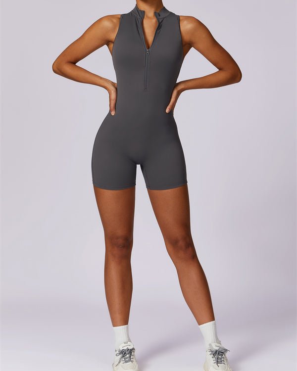Half-Zip Cutout Back JumpsuitJumpsuits & RompersVOLTRA FIT