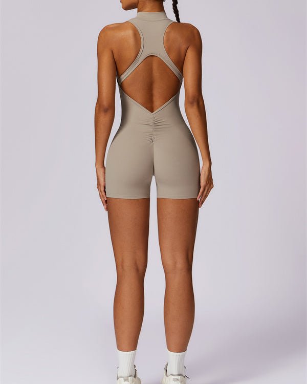 Half-Zip Cutout Back JumpsuitJumpsuits & RompersVOLTRA FIT