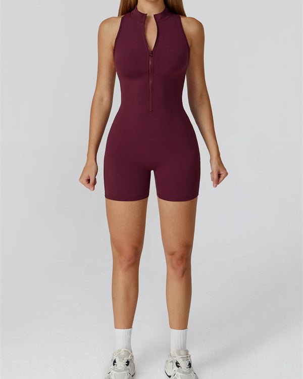 Half-Zip Cutout Back JumpsuitJumpsuits & RompersVOLTRA FIT