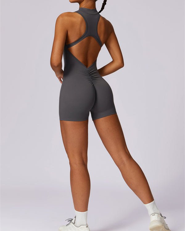Half-Zip Cutout Back JumpsuitJumpsuits & RompersVOLTRA FIT