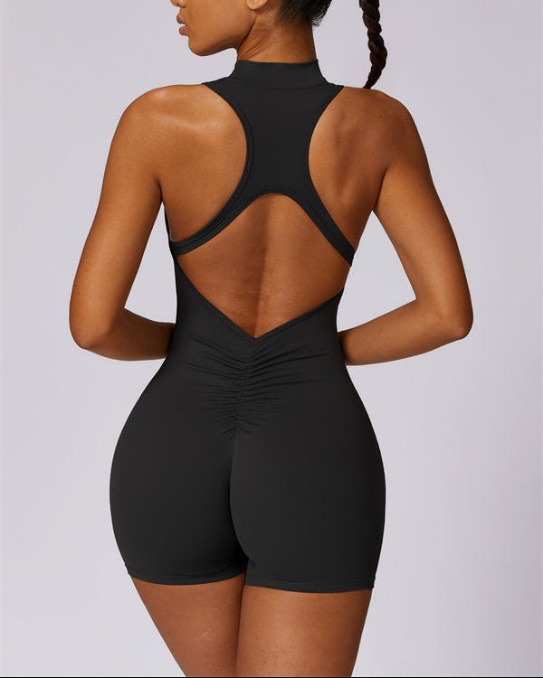 Half-Zip Cutout Back JumpsuitJumpsuits & RompersVOLTRA FIT