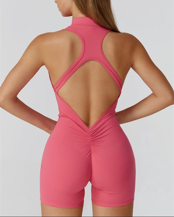 Half-Zip Cutout Back JumpsuitJumpsuits & RompersVOLTRA FIT