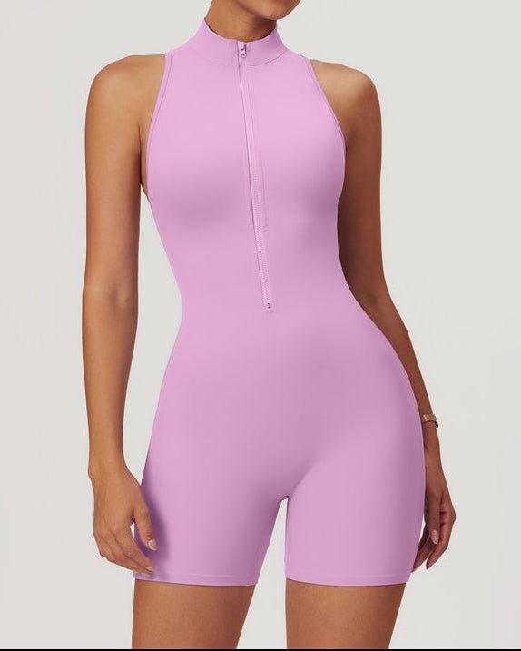Half-Zip Cutout Back JumpsuitJumpsuits & RompersVOLTRA FIT
