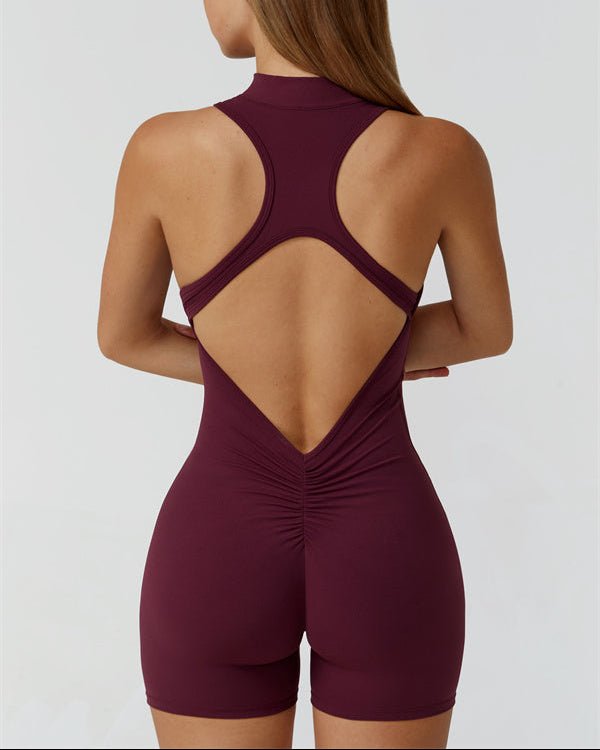 Half-Zip Cutout Back JumpsuitJumpsuits & RompersVOLTRA FIT
