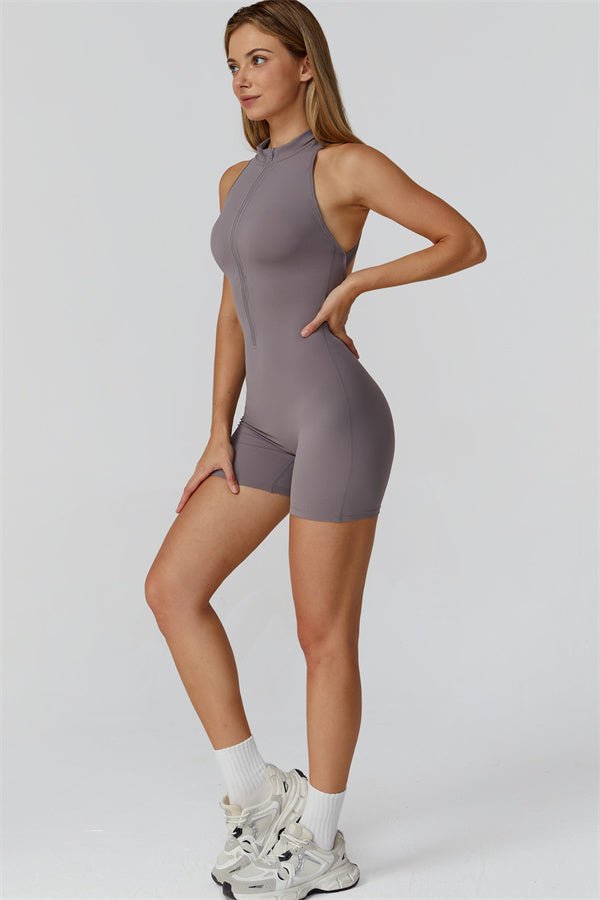 Half-Zip Cutout Back JumpsuitJumpsuits & RompersVOLTRA FIT