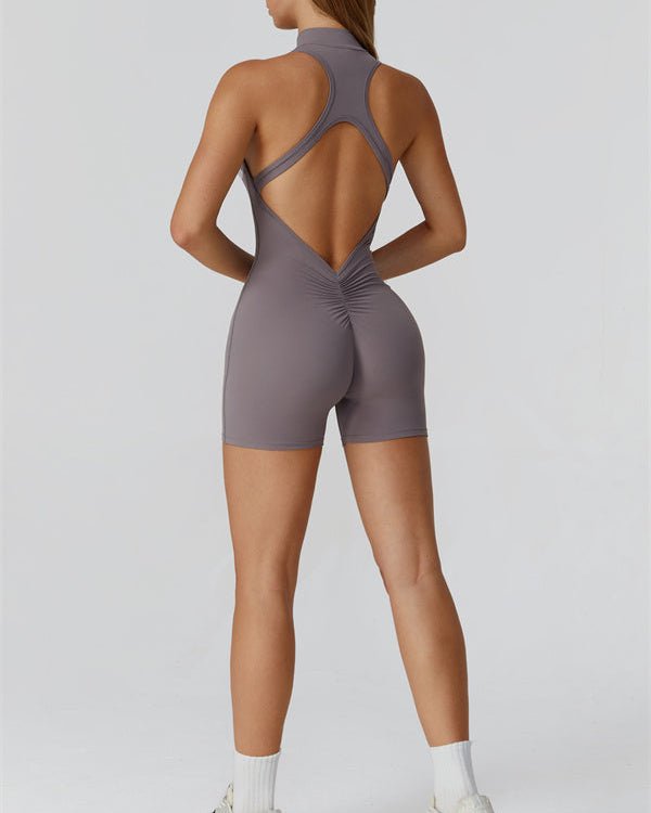 Half-Zip Cutout Back JumpsuitJumpsuits & RompersVOLTRA FIT