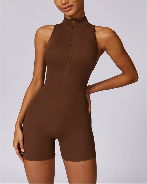 Half-Zip Cutout Back JumpsuitJumpsuits & RompersVOLTRA FIT
