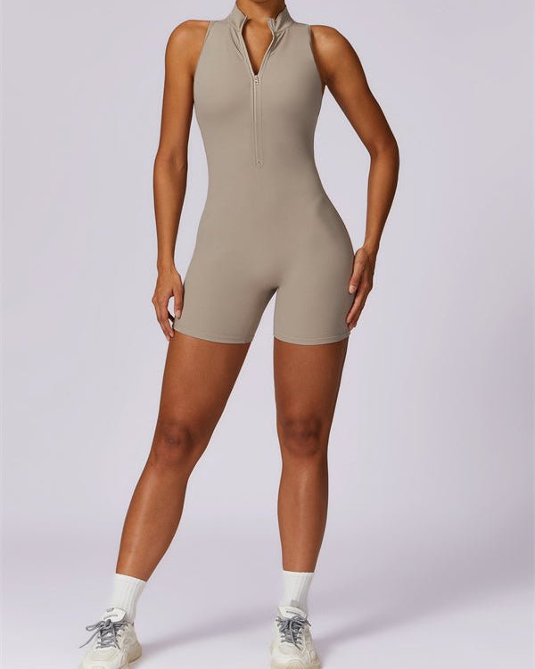 Half-Zip Cutout Back JumpsuitJumpsuits & RompersVOLTRA FIT