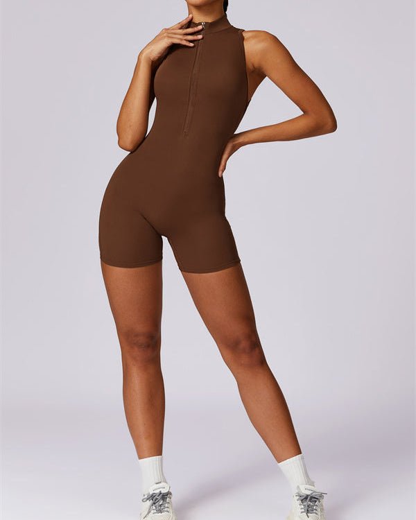 Half-Zip Cutout Back JumpsuitJumpsuits & RompersVOLTRA FIT