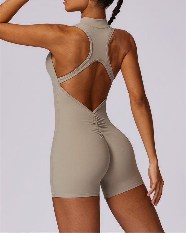 Half-Zip Cutout Back JumpsuitJumpsuits & RompersVOLTRA FIT