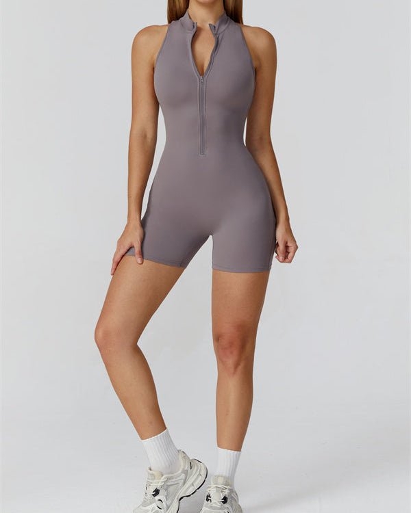 Half-Zip Cutout Back JumpsuitJumpsuits & RompersVOLTRA FIT