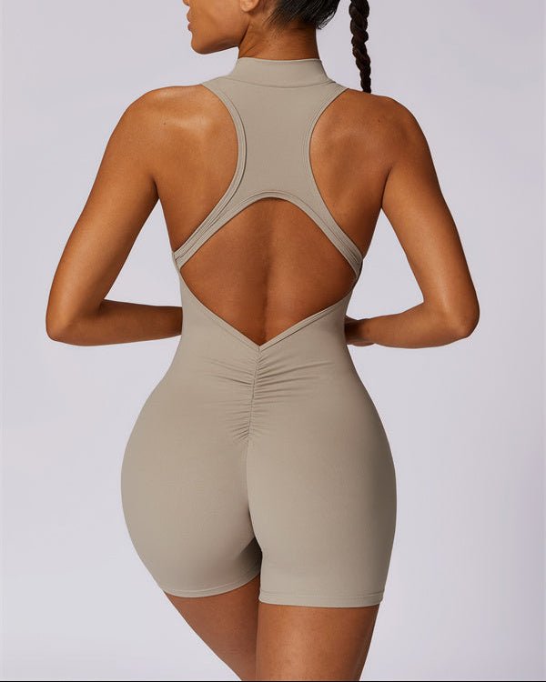 Half-Zip Cutout Back JumpsuitJumpsuits & RompersVOLTRA FIT