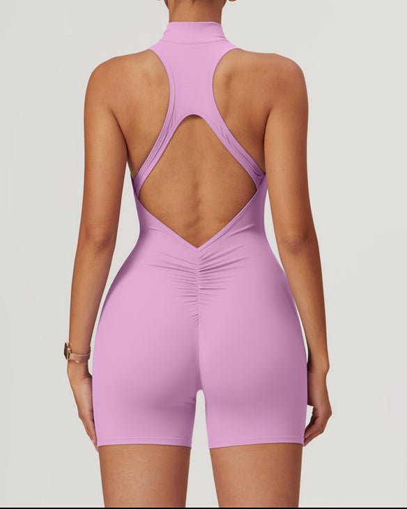 Half-Zip Cutout Back JumpsuitJumpsuits & RompersVOLTRA FIT
