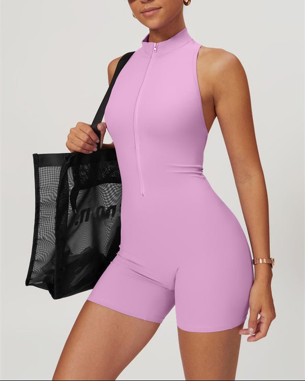 Half-Zip Cutout Back JumpsuitJumpsuits & RompersVOLTRA FIT