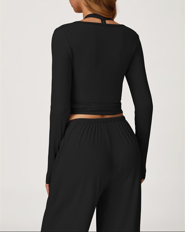 Long Sleeve Drawstring Crop TopVOLTRA FIT