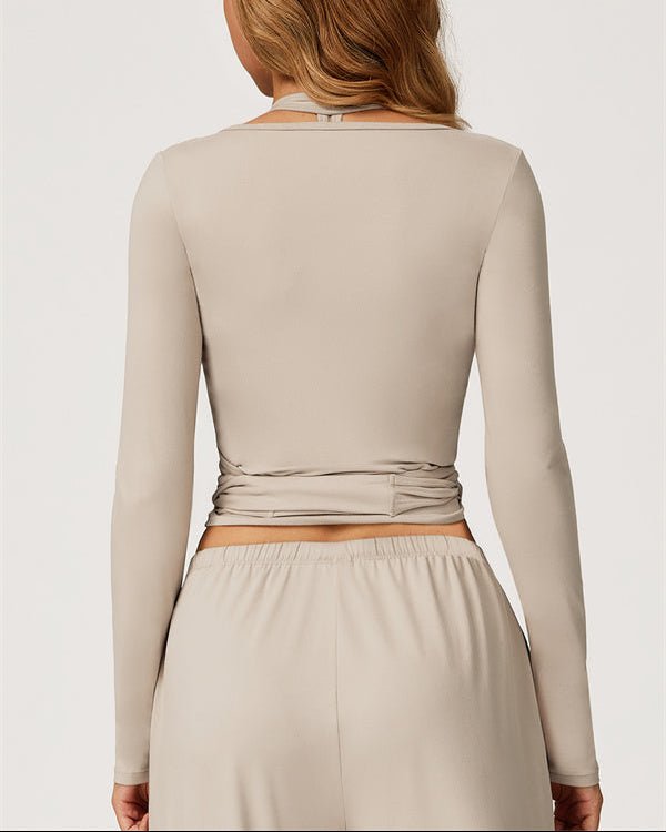 Long Sleeve Drawstring Crop TopVOLTRA FIT
