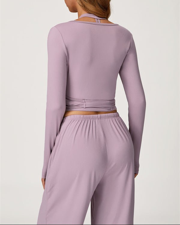 Long Sleeve Drawstring Crop TopVOLTRA FIT