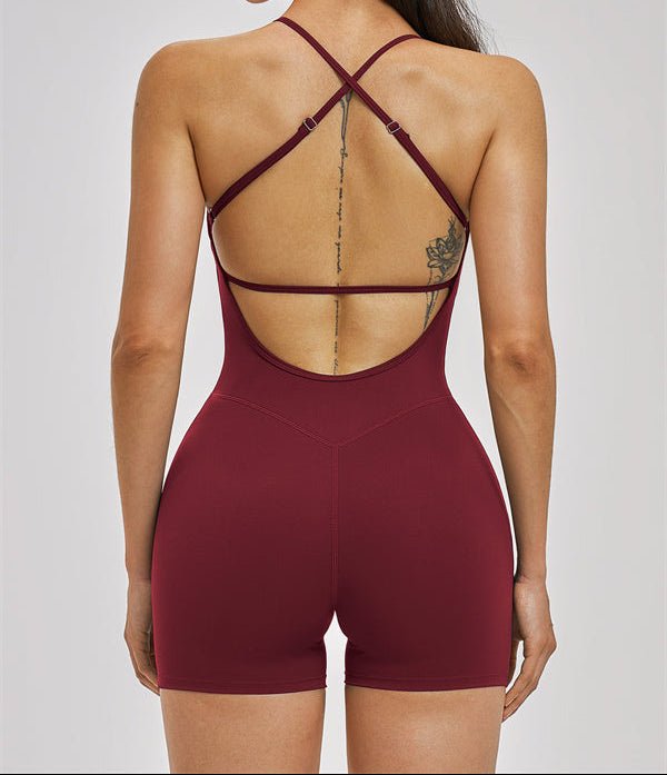Open Cross-Back Sculpt RomperVOLTRA FIT