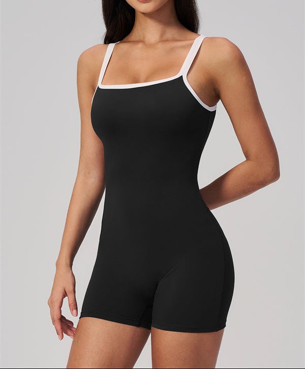 Square Neck Open Back RomperVOLTRA FIT