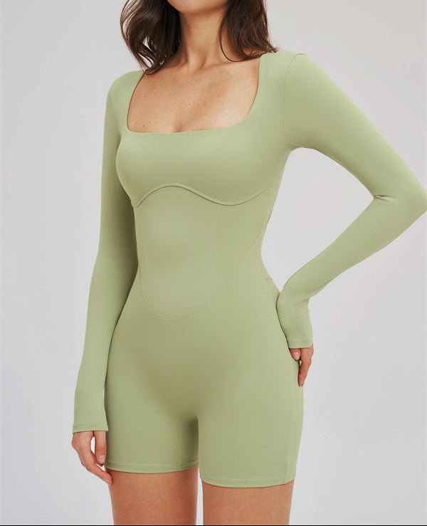 Square Neck Open Back Sculpt RomperVOLTRA FIT