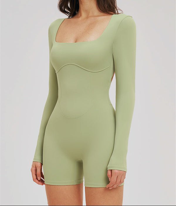 Square Neck Open Back Sculpt RomperVOLTRA FIT