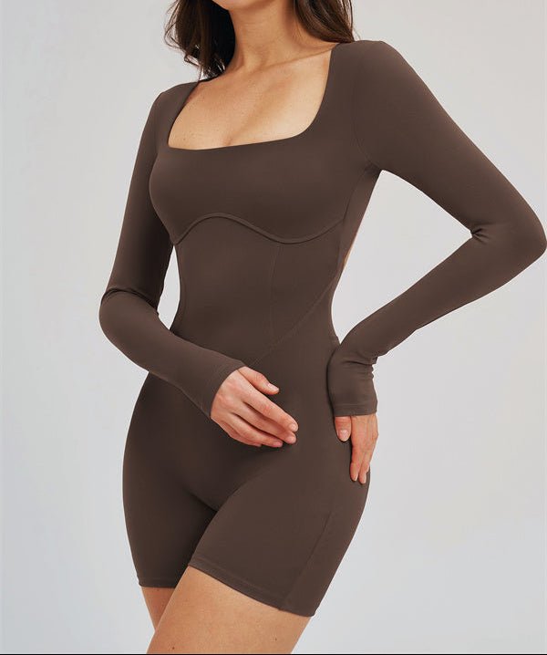 Square Neck Open Back Sculpt RomperVOLTRA FIT