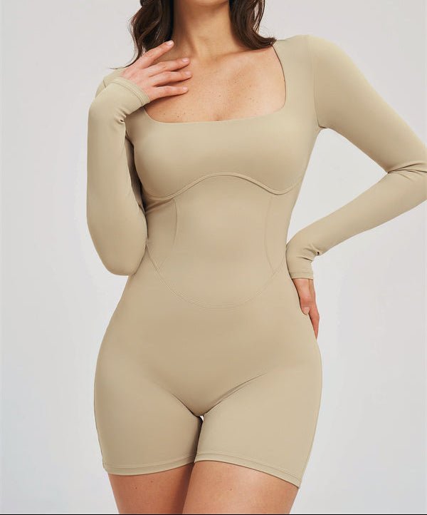 Square Neck Open Back Sculpt RomperVOLTRA FIT