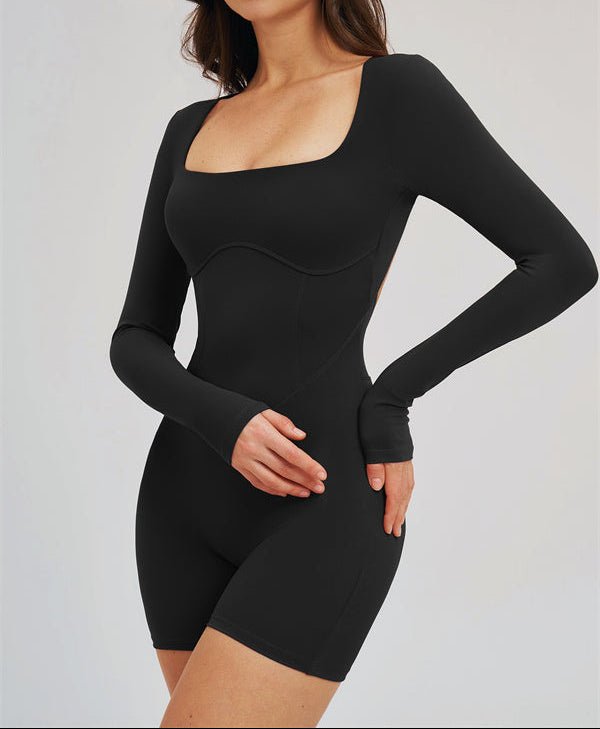 Square Neck Open Back Sculpt RomperVOLTRA FIT