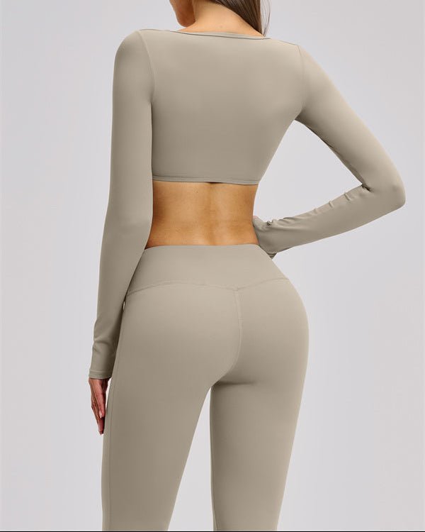 V-Neck Long Sleeve Crop TopVOLTRA FIT