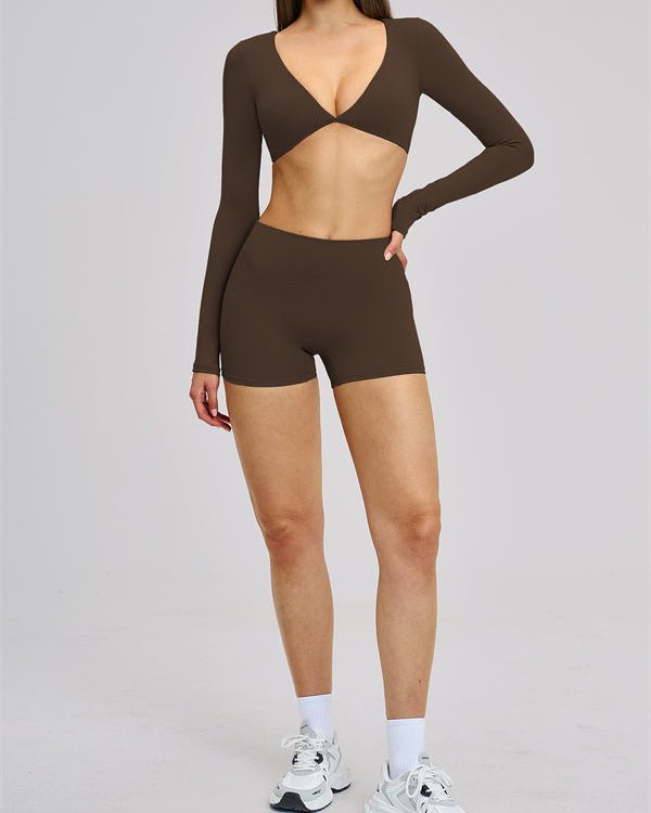 V-Neck Long Sleeve Crop TopVOLTRA FIT