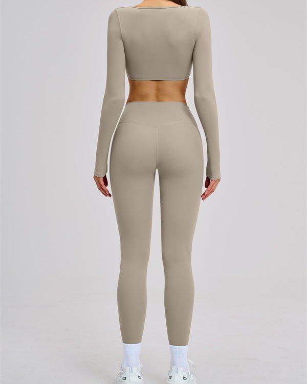V-Neck Long Sleeve Crop TopVOLTRA FIT