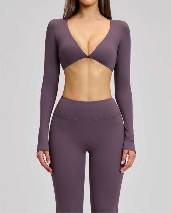 V-Neck Long Sleeve Crop TopVOLTRA FIT