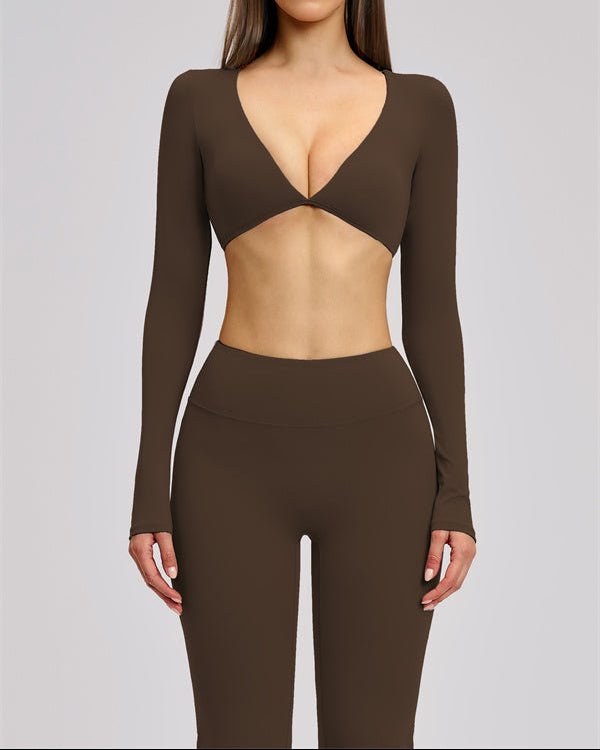 V-Neck Long Sleeve Crop TopVOLTRA FIT