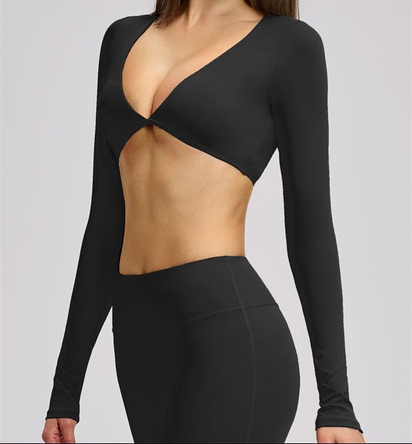 V-Neck Long Sleeve Crop TopVOLTRA FIT