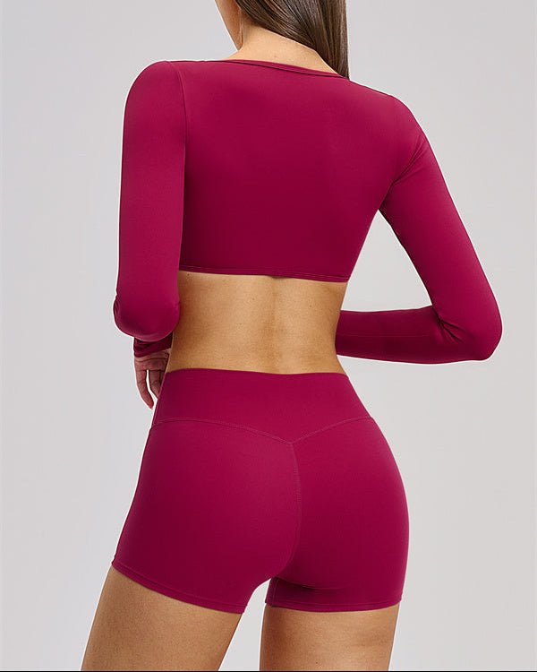V-Neck Long Sleeve Crop TopVOLTRA FIT