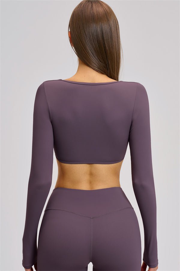 V-Neck Long Sleeve Crop TopVOLTRA FIT