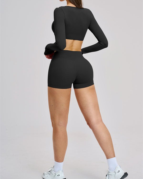 V-Neck Long Sleeve Crop TopVOLTRA FIT