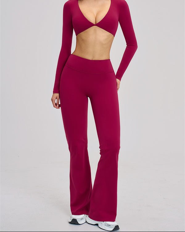 V-Neck Long Sleeve Crop TopVOLTRA FIT