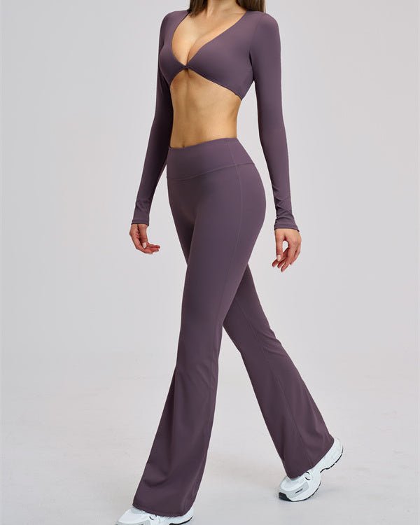 V-Neck Long Sleeve Crop TopVOLTRA FIT