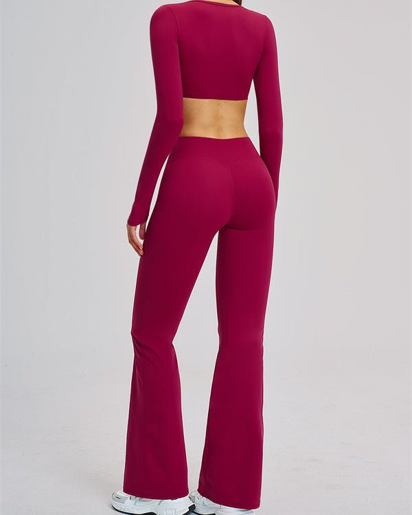 V-Neck Long Sleeve Crop TopVOLTRA FIT