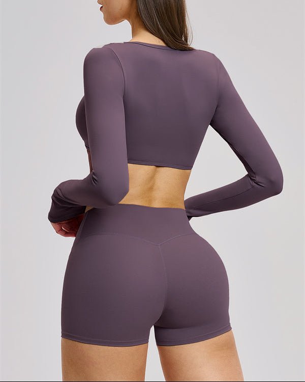 V-Neck Long Sleeve Crop TopVOLTRA FIT