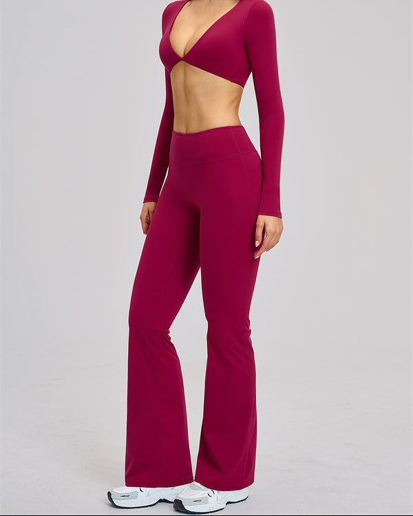 V-Neck Long Sleeve Crop TopVOLTRA FIT
