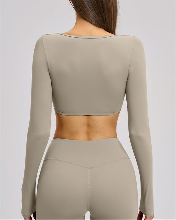 V-Neck Long Sleeve Crop TopVOLTRA FIT