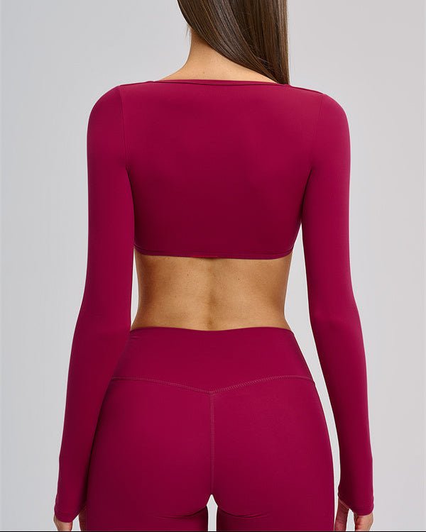 V-Neck Long Sleeve Crop TopVOLTRA FIT