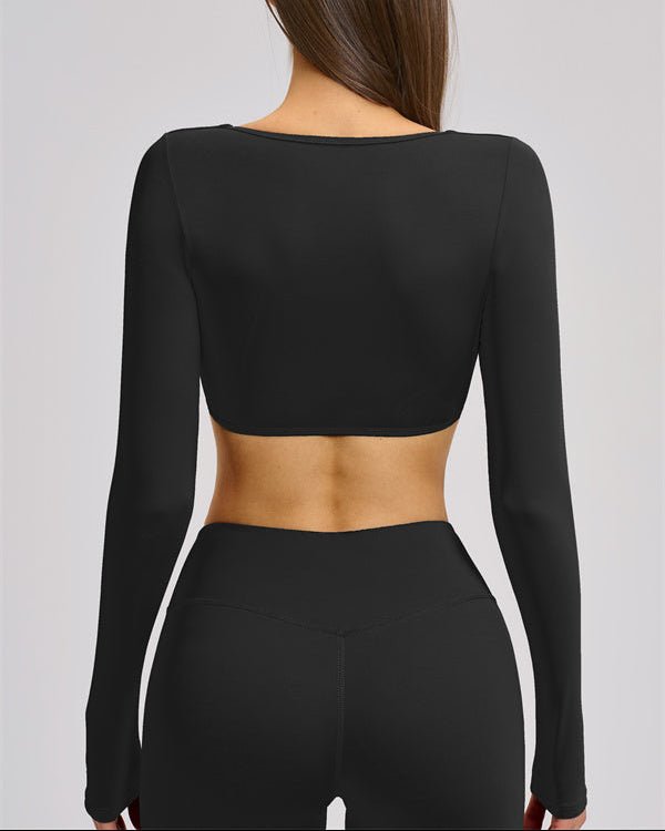 V-Neck Long Sleeve Crop TopVOLTRA FIT